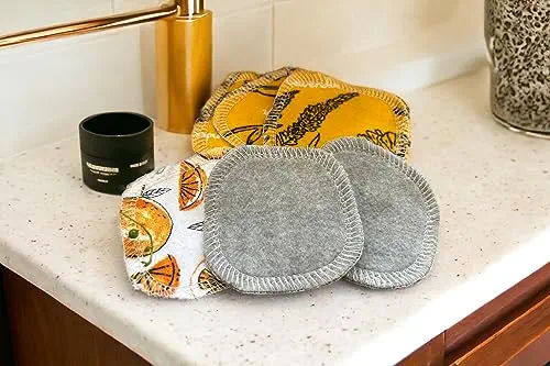 Rhymes with Orange Eco-Friendly Reusable Facial Pads | Cotton Makeup Remover Pads | Gentle on Your Face &amp; Skin | Zero Waste | Colourful &amp; Machine Washable | Set of 6 | 3.5 inch