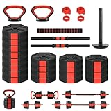 3-in-1 Adjustable Dumbbell Set 66lbs, Free Weights for Home Gym with Anti-Slip Handle & Connector, Barbell/Kettlebell/Dumbbell Combo for Men Women