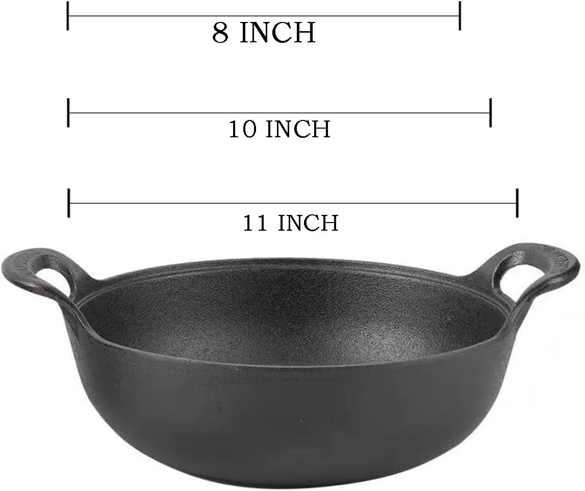 Cast Iron Wok with Handles (Wok with Lid 11" inch)