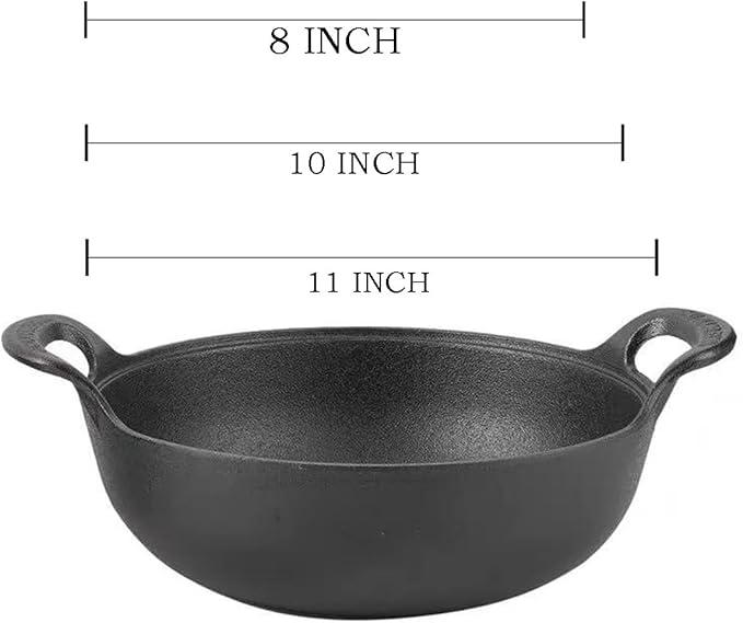 Wok de Hierro Fundido Firequasar 9 pulgadas Pre Sazonado miniatura 3
