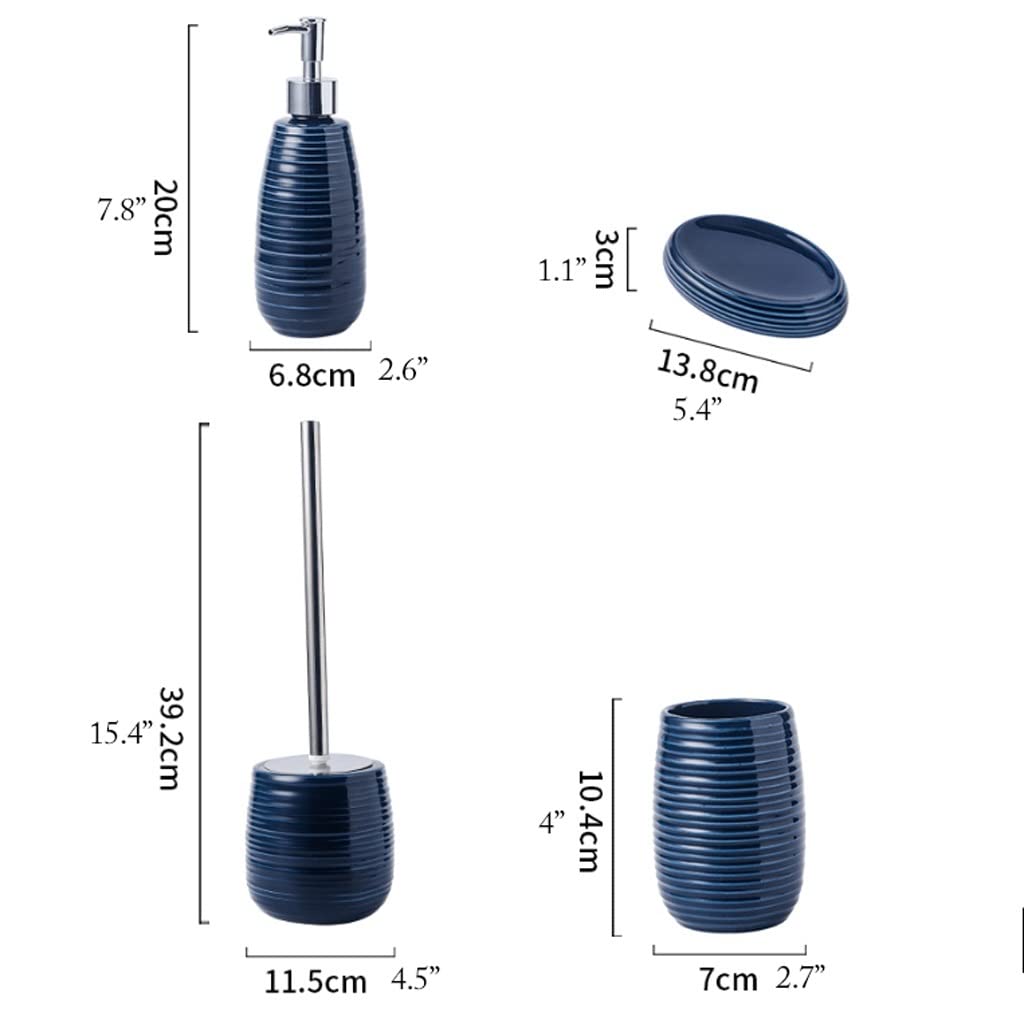 Dispensador de jabón, Botella de Bomba de loción Recargable de cerámica, Juego de Accesorios de baño de 4 Piezas, Contiene champú líquido para Lavar el Cuerpo