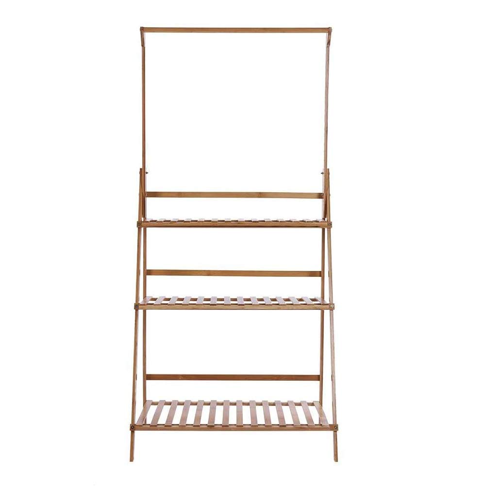 Blumenständer, 3 Ebenen Bambus Pflanzenregal Pflanzentreppe Outdoor Blumenregal Blumentreppe Draußen Pflanztreppe für Balkon Garten Deko 68,5 x 40 x 144 cm