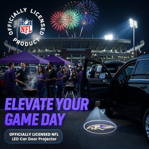 Image of LED Car Door Light - Officially Licensed NFL Wireless Projector - Show Your Team Pride - Battery Powered, Easy Install