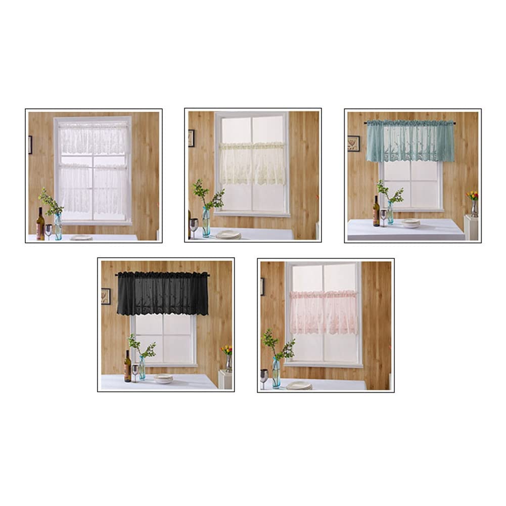 FULHANY 2 korte gordijnen voor ramen, keukengordijn, raamgordijn, witte vitrage, korte gordijnen voor ramen, keuken en woonkamer, 130 x 45 cm
