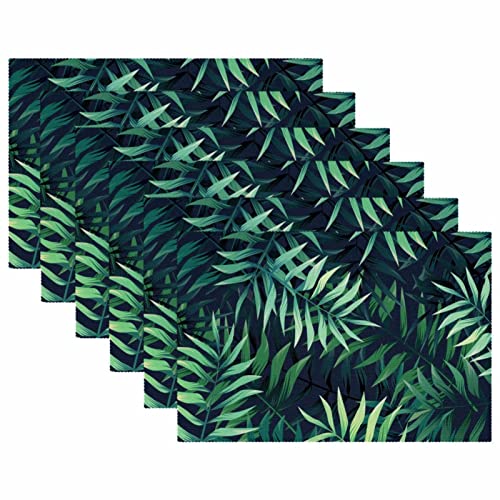 Set de table feuille tropicale de 30x46 cm antidérapant et résistant pour l'été - Lot de 6 - 6