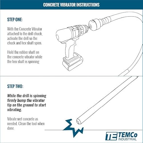 TEMCo Cordless Concrete Vibrating Tool, Drill-powered Concrete Vibrator - Image 6