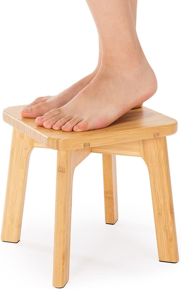 Bamboo Wooden Step Stool Small Step Stools for Adults and Kids, Holds Up to 300lbs, Great for Kitchen Bathroom Bedroom