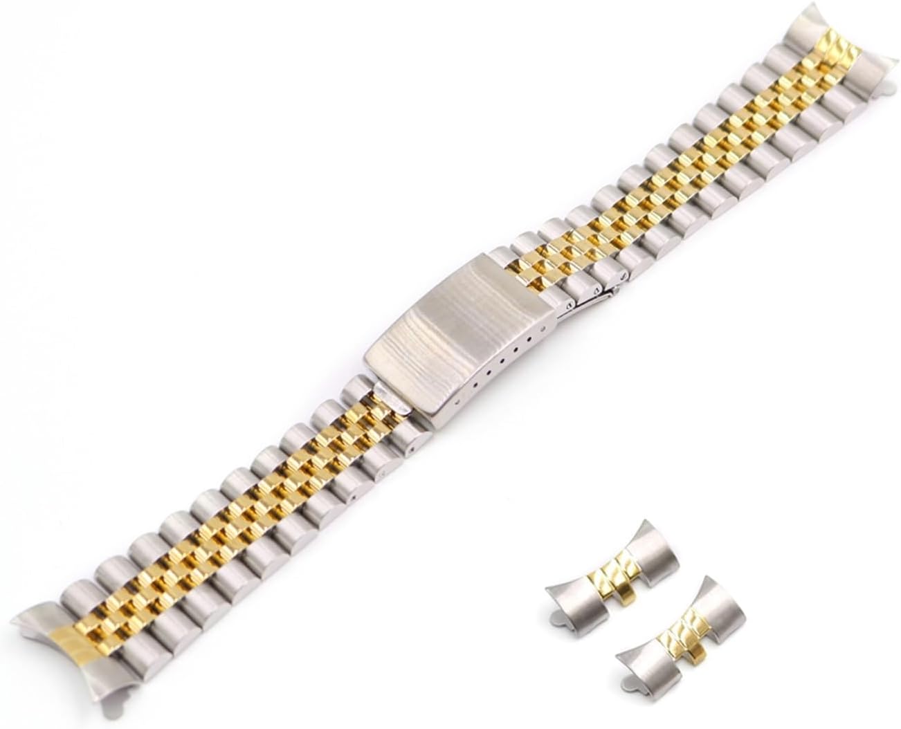 MJMT06 13 17 19 20 22mm Hollow Curved End Solid Screw Chain Link Replacement Strap