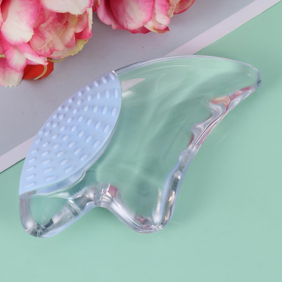 NOLITOY Resin Gua Sha Facial Tool, 3 PCs Natural Jade Stone Board and Silicone Facial Scrubber for Jawline Sculpting and Puffiness Reducing, Scraping Massage Tool