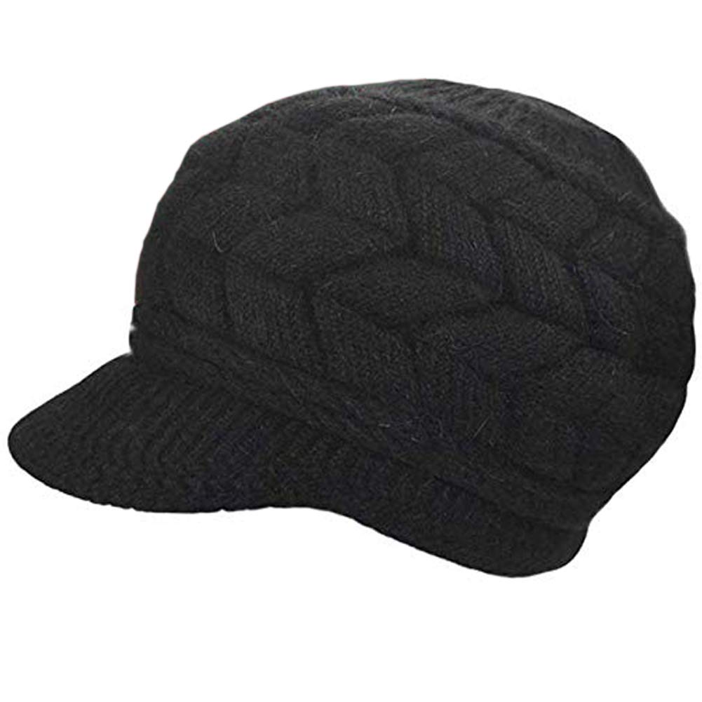 SYAYA Women Winter Warm Knit Hat Wool Snow Ski Caps Beanies with Visor DMZ01 -