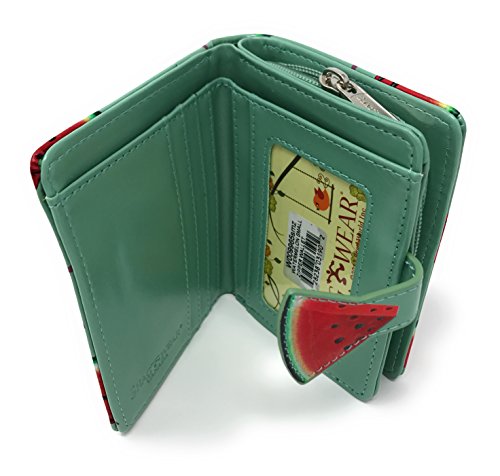 Shag Wear Small Watermelon Fruit Wallet for Women and Teen Girls Vegan Faux Leather 4.5" Green4