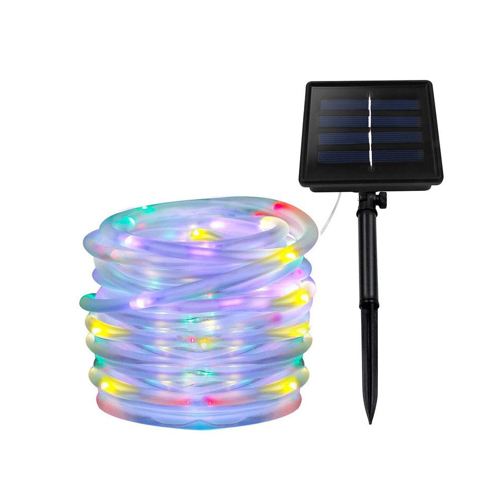 Xunata Solar String Lights, Solar Rope Lights, 40FT 8 Modes 100 LED Outdoor Lighting Rope, Waterproof Copper Wire Rope String Light for Outdoor Indoor Home Garden Patio Parties(Multi-Color)