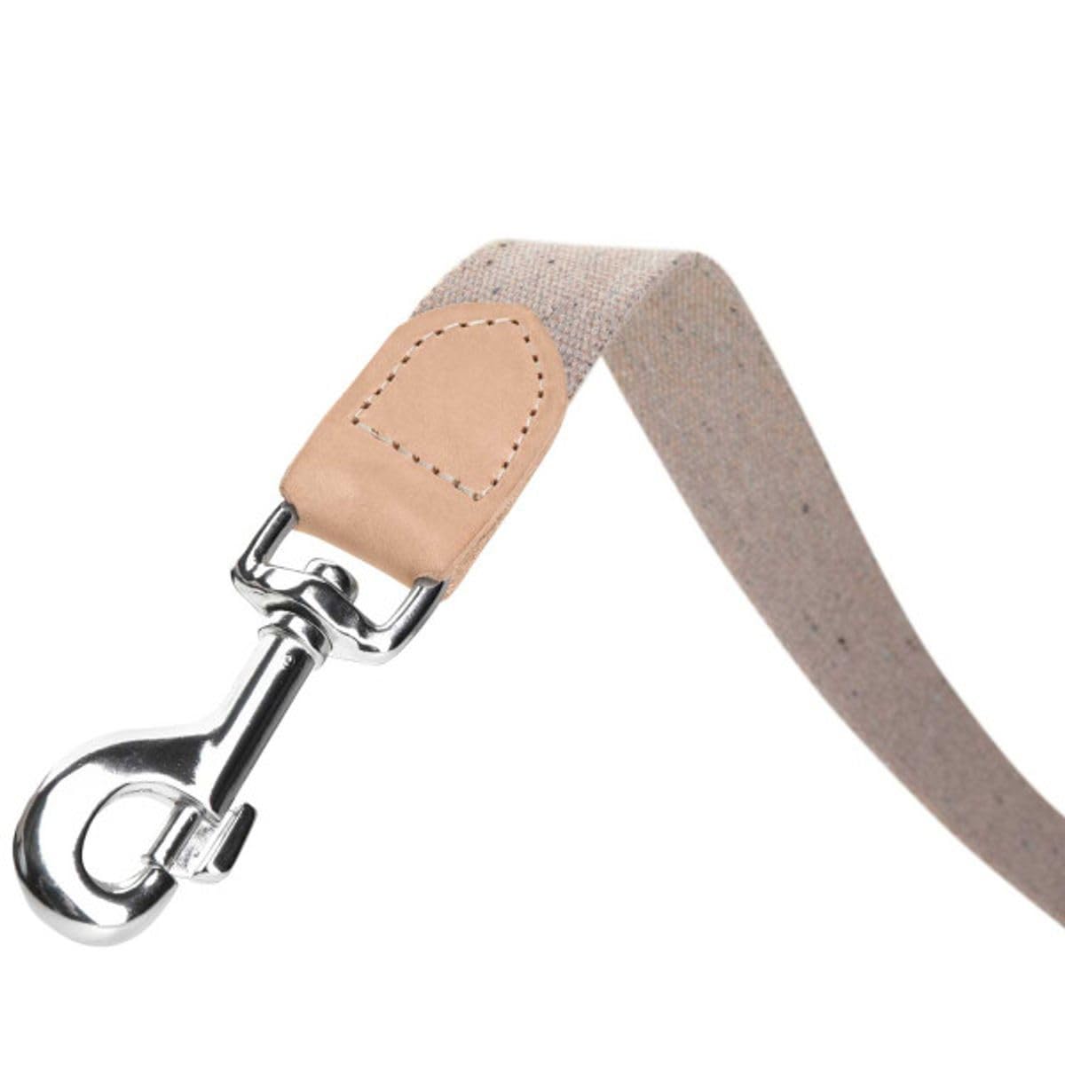 HUNTER Smycz dla psa TRINO, kolor: szary/naturalny, wytrzymała skóra bydlęca, stylowy pasek bawełniany, z paskiem na rękę, wzór Scandi-Boho, Made in Germany, rozmiar: 30/120