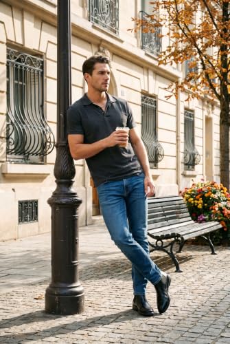 Image of ArcBrothers Men's Chelsea Boots, Relaxed Fit Roomy Toe Box Design, Premium Leather Slip-on Ankle Boots, All-Day Comfort