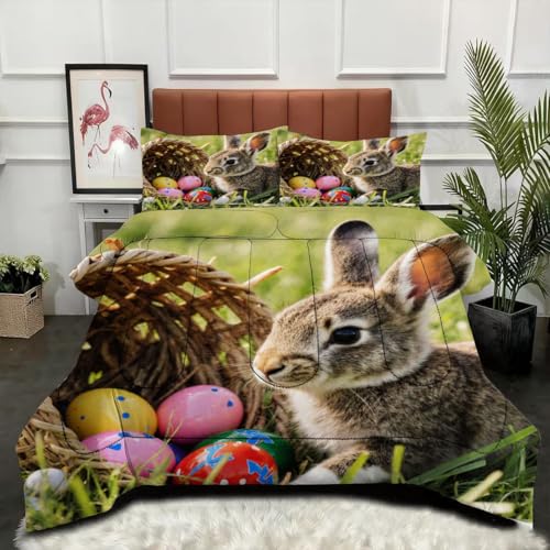 ZZXHG Nórdico de Tamaño Gigante | Conejo Animal 3D, Edredón Mullido y Transpirable, Sustituto Edredón de Plumas, con 2 Fundas de Almohada, para Cama de 180 cm_j13032