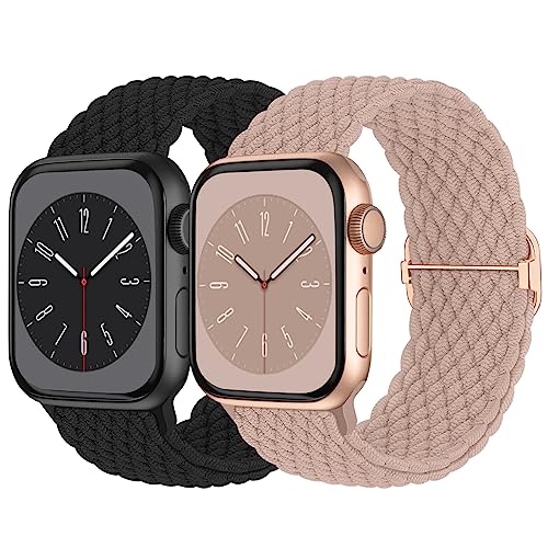 Image of Braided Solo Loop Compatible with Apple Watch Band 38mm 40mm 41mm 42mm 44mm 45mm 46mm 49mm Women Men, Adjustable Stretchy Bands Elastic Sport Strap for iWatch Series 11 10 9 8 7 6 5 4 3 2 SE Ultra 3 2