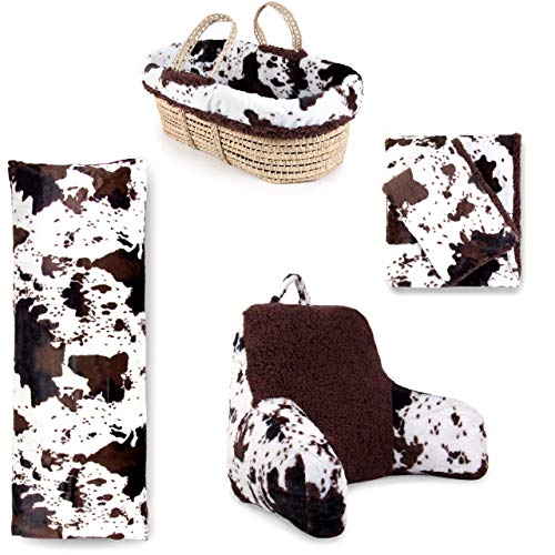 Tadpoles Plush Sherpa Cowhide Print Double Layer Baby Blanket #TOP4