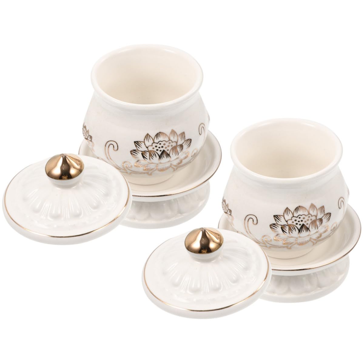 Tasses en Céramique Blanche Lotus de Qualité pour Offrandes Saintes