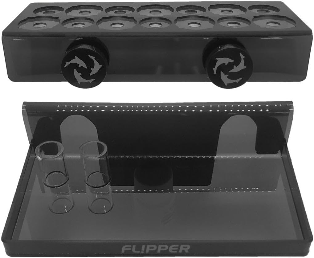 Flipper Magnetic Frag Station Aquarium Rack with Removeable Shelf for Aquatic Coral Reefs - Holds 14 Frags - Black