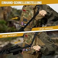 OneTigris 2 Punkt Gewehrriemen, Sling Riemen 1 Zoll breiter Tragriemen mit austauschbaren Karabinerhaken im HK-Stil, einstellbare Länge von 56 Zoll - 70 Zoll, Camo Schwarz – Ansicht 4