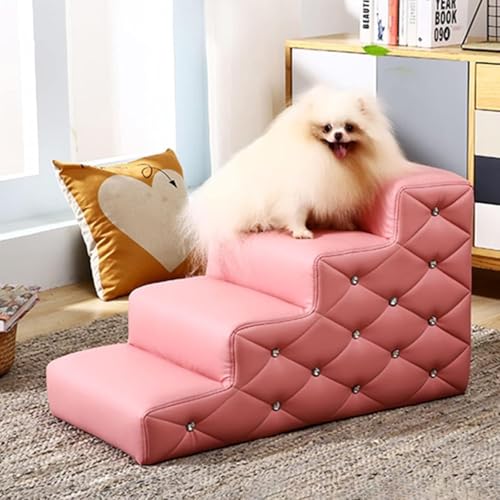 ペット用階段(高床対応) ベッド用犬用ステップ階段、ハイベッドソファ&ケージ用動物用ランプ、大型犬用レザーペット階段(150ポンド)、幅16インチ犬用(#2,69x40x33cm)