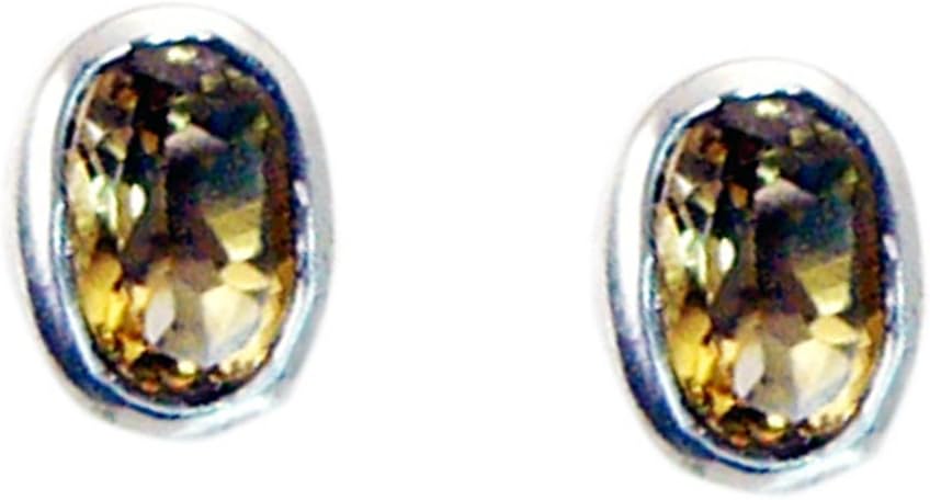 Natural Golden Citrine Ball Earrings For Women Sterling Fashion Jewelry November Birthstone