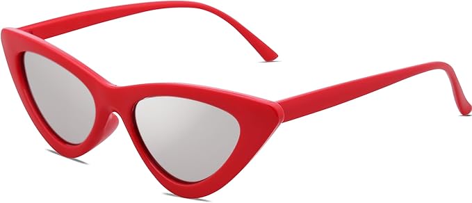 SOJOS Retro Vintage Narrow Cat Eye Sunglasses for Women Clout Goggles Plastic Frame SJ2044