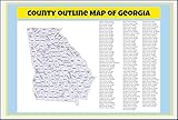 County outline Map of Georgia with counties 18x24 - Laminated Wall Map Poster Print Perfect for Classrooms and Homes - Vivid Imagery with Bright Colors