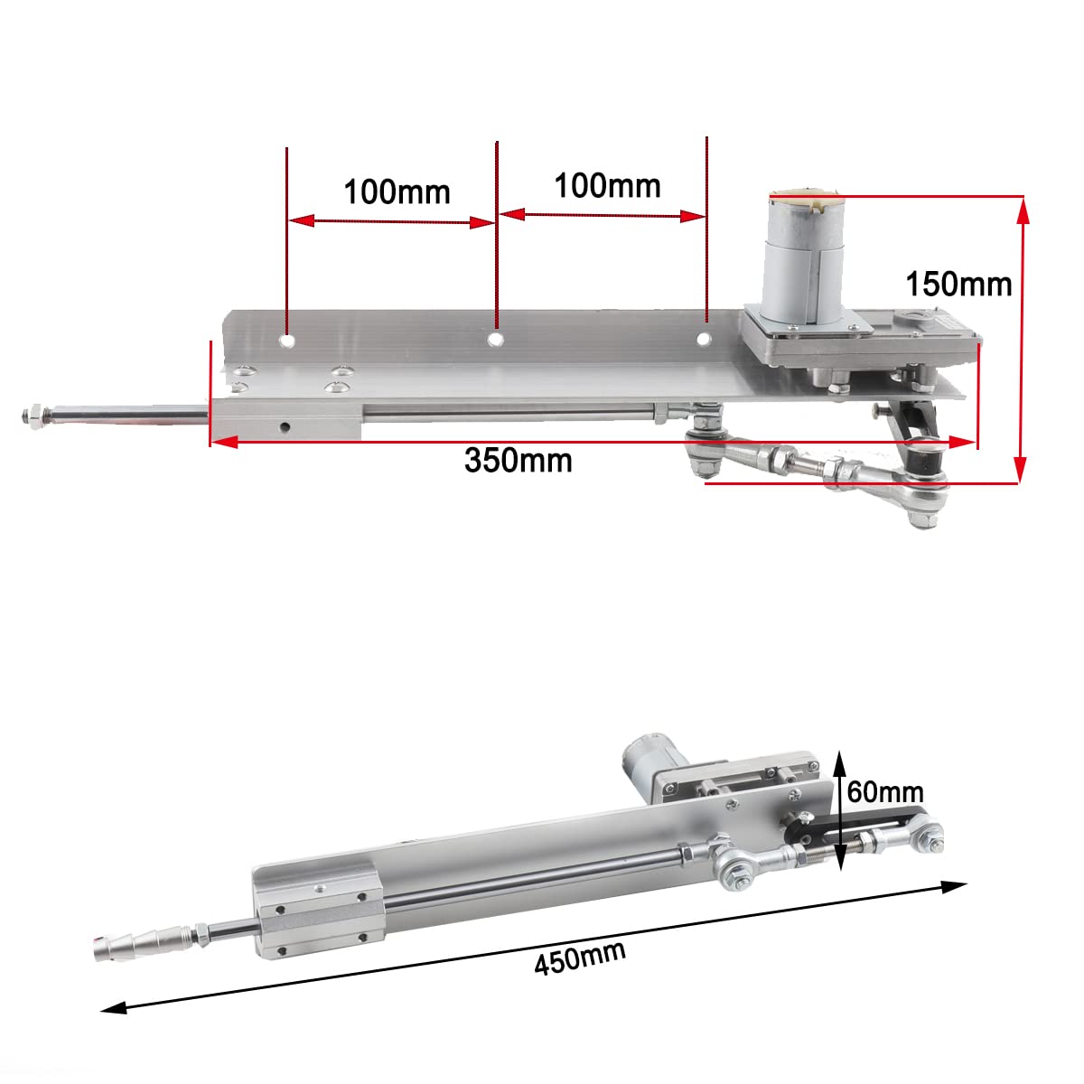 Kit de actuador lineal recíproco de ciclo DIY SOFEDY Motor telescópico CC 24 V carrera 30 mm-150 mm con control remoto adaptador de corriente CC velocidad variable ajustable 120 RPM con kit de soporte