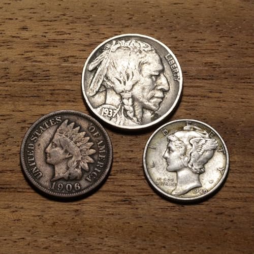 Old U.S. Coins 3 Coin Collection Gift Set - Indian