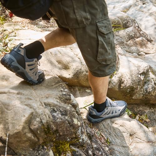 Image of SHULOOK Men's Waterproof Hiking Shoes Lightweight Anti Slip Outdoor Ankle Boots Breathable Hike Trekking Trails Shoe