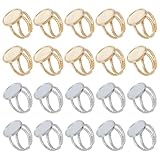 Le forfait comprend:Vous recevrez 20 pièce de bague vierge de 2 couleurs au total, la couleur est acier inoxydable et doré, chaque couleur est 10 pièces, la taille est d'environ 0.68 pouce (17.3mm ) de diamètre intérieur, 0.16~0.39 pouce (4~10mm ) de large, ovale:0.71x0.55 pouce (18x14 mm), Taraire:0.63x0.47 pouce (16x12mm)