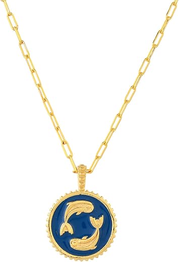 VOYLLA Zodiac Pisces And Evil Eye Reversible Pendant|Zodiac Sign|Everyday Pendant|Gift For Sister|Gift For Her|Pendant For...
