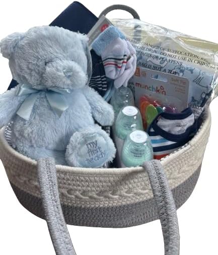 Baby Boy Gift Set, 25 Piece Newborn Essentials Deluxe Gift Set, Baby Gift Basket Kit for Expecting Moms, New mom Gift, New Baby Gift, Welcome Baby Gift - Blue