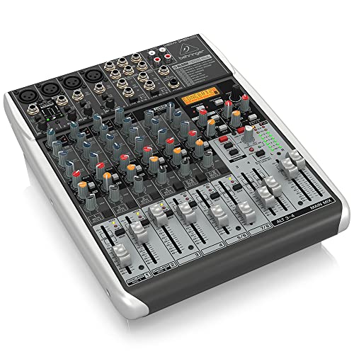 Behringer XENYX QX1204USB Premium 12-Input 2/2-Bus Mixer with XENYX Mic Preamps and Compressors, Klark Teknik Multi-FX Processor, Wireless Option and USB/Audio Interface, Compatible with PC and Mac