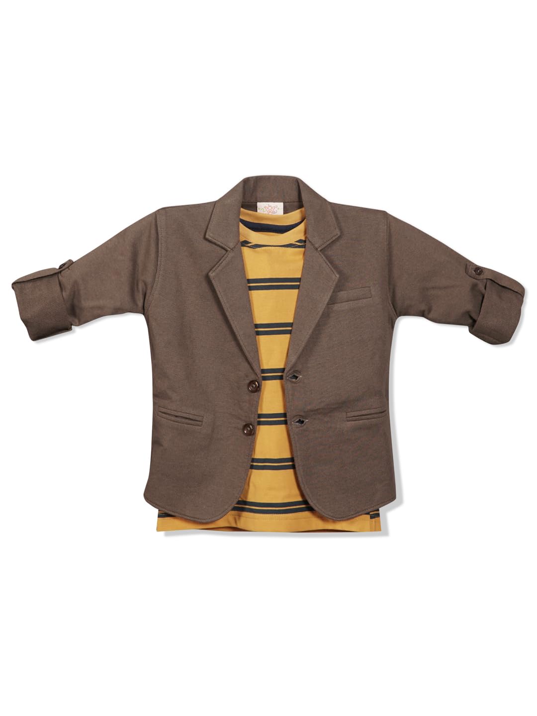 Rikidoos Boys Self Design Single-Breasted Summer Cool Cotton Fabric Light Weight Blazer with Printed Tshirt_2326