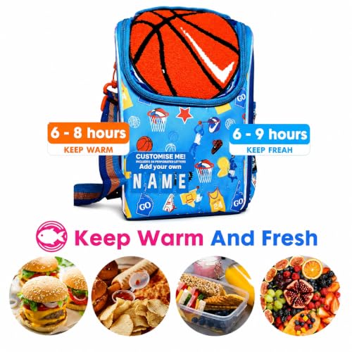 Image of Kids Double Decker Cooler Insulated Lunch Bag Large Tote for Boys, Girls, Men, Women, with Adjustable Strap (RED Ball)