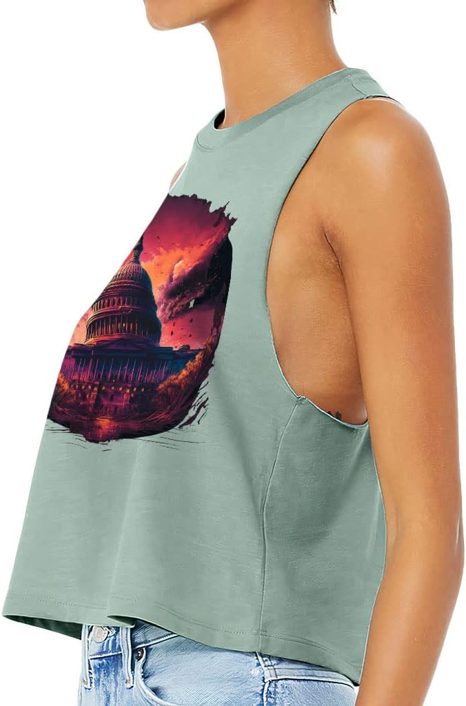 Cute American Racerback Cropped Tank - Unique Women's Tank - Graphic Tank Top