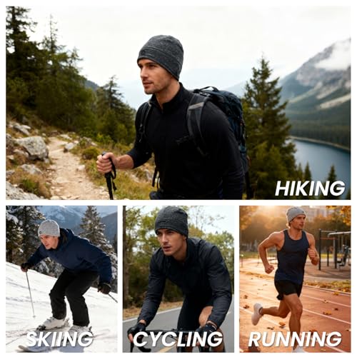 Image of WANDER Skull Cap Running Beanie Lightweight Thermal Helmet Liner for Men | Soft Fleece Lining Locks Warmth,Moisture & Sweat Wicking,4-Way Stretch Fits Snugly,Versatile For Skiing,Cycling,Sports