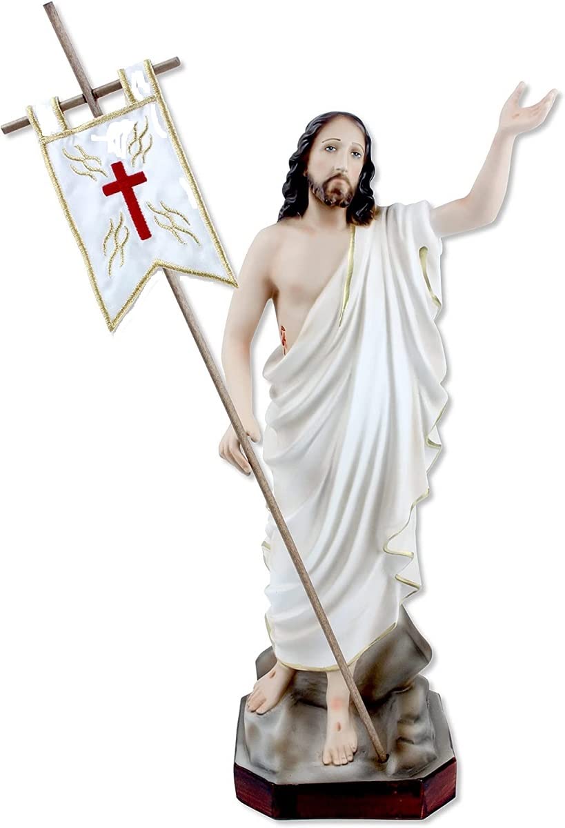 Centro Ardolino Statua Gesù Cristo Risorto in Resina - Cm 40 - Dipinto a Mano - Made in Italy Shop