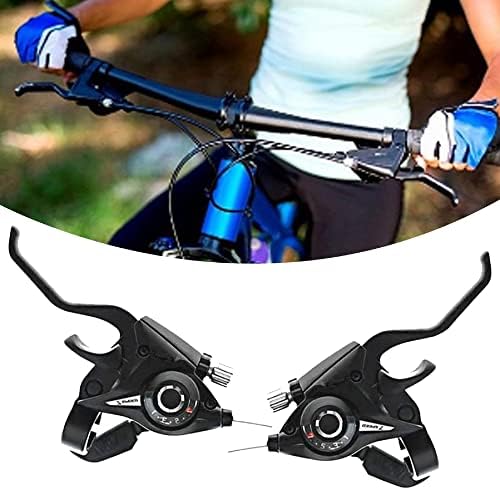 Fairedear Bicycle Brake Levers Shifter 3x8 24 Speed Shifter with Gear Indicator and V Brake Cable for Moutain Bike, Road Bike, MTB, BMX, Fixie Gear, Cycling (3x8 24 Speed)