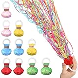 Hevysuo 10 Piezas Lanzar Serpentina de Cumpleaños,Serpentinas de Arrojar,Serpentinas para Lanzar Bombas,30 Cintas por Bola,Serpentina de Confeti para Navidad,Carnaval,Graduación(Rosa Azul Rojo Verde)