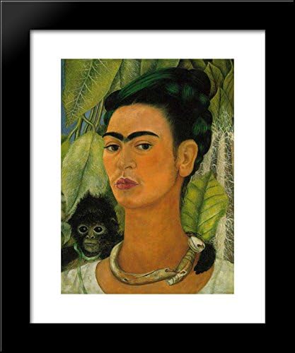 Self Portrait with a Monkey 20x24 Framed Art Print by Frida Kahlo