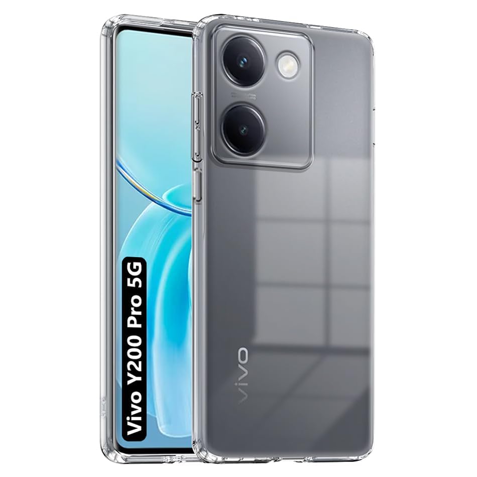 Image of NISHTECH for Vivo Y200 Pro 5G Premium Transparent Hybrid Soft Slim Dust Proof Back Case Cover with Camera Protection