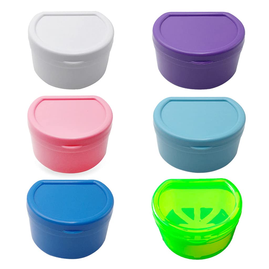 Colors Denture Bath For Case Cup Box Holder Storage Soak Container With Strainer Basket For Travel Denture Cleani