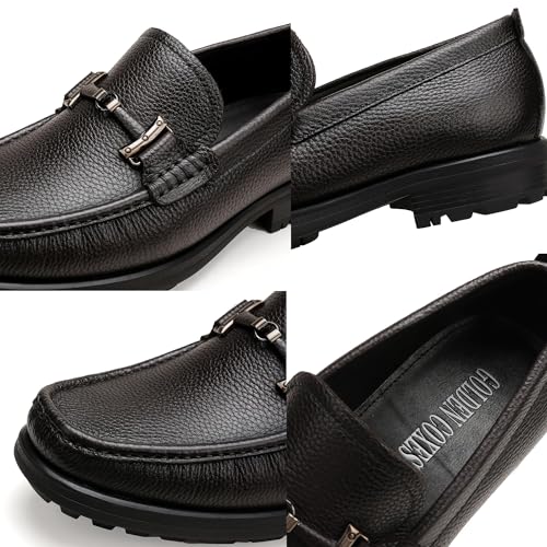 Slip On Dress Shoes for Men, Formal Buckle Leather Penny Loafers Classic Fashion Mens Dress Shoes Business Wedding Slip-On Loafers Party Casual Shoes, Size 7-123