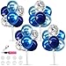 TONIFUL 4 Set Metallic Blue Silver Balloon Stand Centerpiece Table Decorations for Men's Birthday,Father's Day Retirement,Blue Party Decoration,Graduation Decorations 2026,Baby Shower