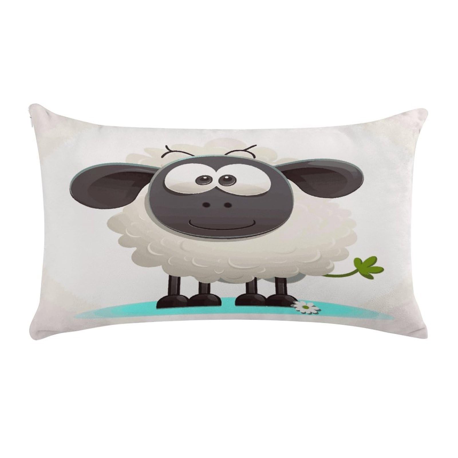 Sheep Pillow Case Decorative Rectangle Throw Pillow Cover Soft Plush Pillowcase Cozy Cushion Case Modern Pillow Sham Cushion Cover for Bedroom Sofa Couch 20 X 12 Inch