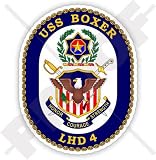 STATI UNITI D'AMERICA US USS Boxer LHD-4 Badge, USA Amphibious Assault Ship US NAVY, Sigillo Tondo 95mm Vinile Adesivo