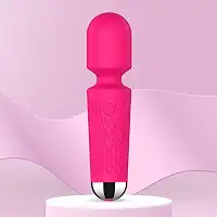 Massageador pessoal de varinha – 20 padrões e 8 velocidades – Mini vibração mágica e massagem nas costas – Masculino e feminino – Perfeito para alívio de tensão, músculo, dor, recuperação – Rosa